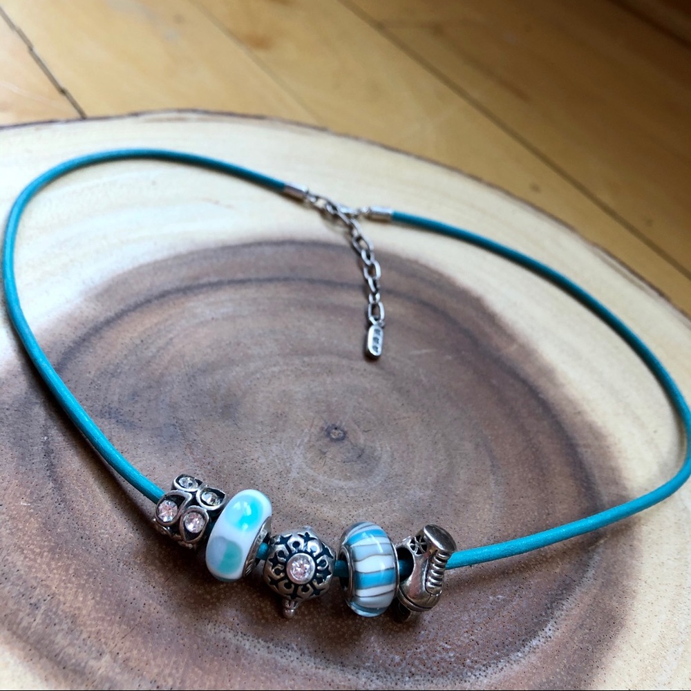 CHAMILIA Beads on a PANDORA Leather Cord Necklace - Picture 2 of 8